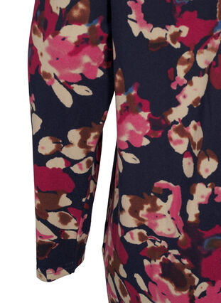 Zizzi Gebloemde blouse met lange mouwen, Ev. Blue Rose Fl.AOP, Packshot image number 3