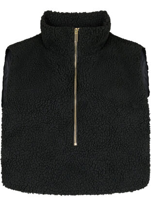 Zizzi Losse col van teddy materiaal, Black w. Gold, Packshot image number 0