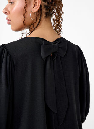 Zizzi Korte jurk met strik op de rug, Black, Model image number 2