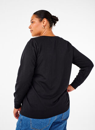 Zizzi Sweatshirt met kanten details, Black, Model image number 1