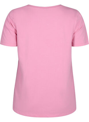 Zizzi Basic t-shirt in effen kleur met katoen, Rosebloom, Packshot image number 1