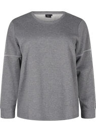 Sweatshirt met contrasterende stiksels, Medium Grey Mél