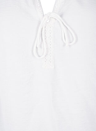 Zizzi Viscose blouse met korte mouwen en ruches, Bright White, Packshot image number 2