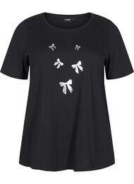 FLASH - T-shirt met motief, Black Silver Bow