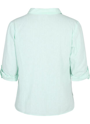 Zizzi Overhemdblouse van katoen-linnenmix met knoopsluiting, Brook Green, Packshot image number 1