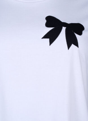 Zizzi Katoenen T-shirt met strik, Bright Wh. W. Black , Packshot image number 2