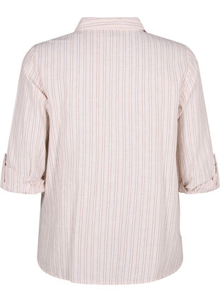 Zizzi Shirtblouse met knoopsluiting van katoen-linnenmix, Sandshell White, Packshot image number 1