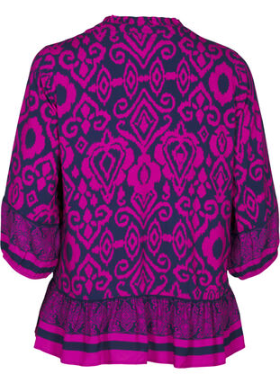 Zizzi Blouse met print en 3/4 mouwen, Night Sky AOP, Packshot image number 1