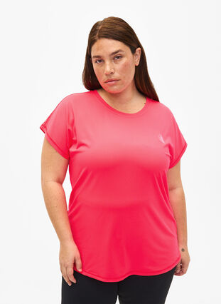 Zizzi Sport T-shirt met korte mouwen, Neon Diva Pink, Model image number 0