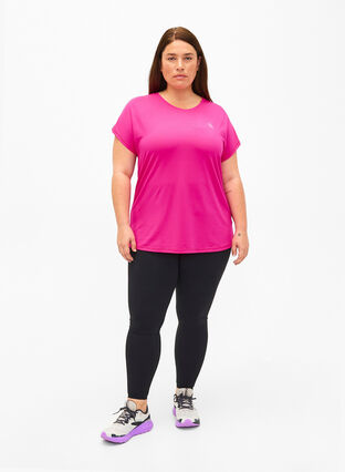 Zizzi Sport T-shirt met korte mouwen, Neon Pink Glo, Model image number 2