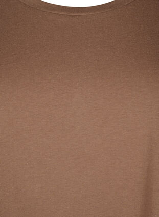 Zizzi T-shirt met korte mouwen van katoenmix, Coca Mocha, Packshot image number 2