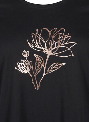 Zizzi FLASH - T-short met motief, Black R. Gold Flower, Packshot image number 2