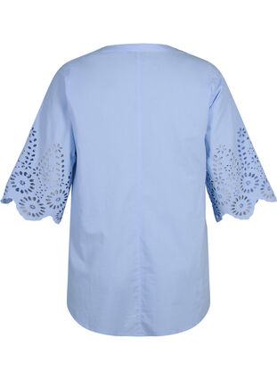 Zizzi Shirt blouse met broderie anglaise en 3/4-mouwen, Serenity, Packshot image number 1