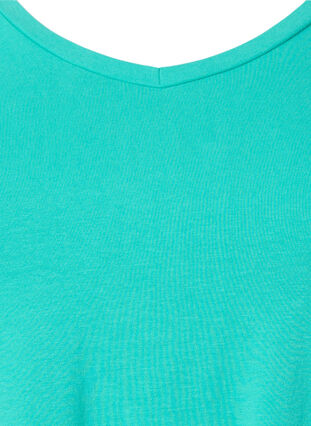 Zizzi Basic t-shirt in effen kleur met katoen, Aqua Green, Packshot image number 2