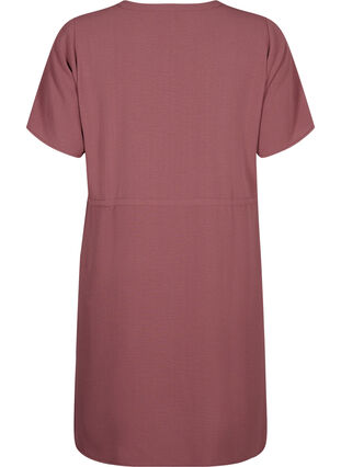 Zizzi Jurk met korte mouwen en strik in de taille, Rose Brown, Packshot image number 1