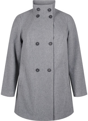 Zizzi Korte trenchcoat met A-lijn, Light Grey Melange, Packshot image number 0