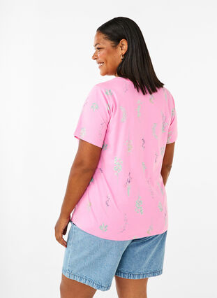 Zizzi T-shirt van biologisch katoen met bloemenprint, Rosebloom W. Flower, Model image number 1