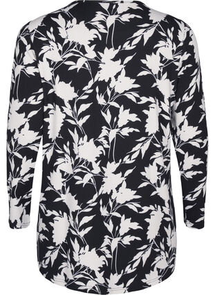 Zizzi Gebloemde blouse met lange mouwen, Night Sky Flower AOP, Packshot image number 1