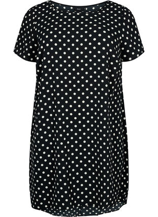 Zizzi Bedrukte jurk met korte mouwen, Black w. Dots, Packshot image number 0