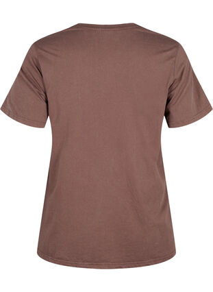 Zizzi T-shirt van biologisch katoen met print, Brown Wash W. Wisdom, Packshot image number 1