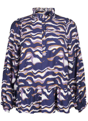 Zizzi Blouse met print en een A-lijn vorm, Naval Academy, Packshot image number 0