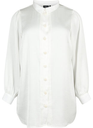 Zizzi Lang shirt met parelknopen, Bright White, Packshot image number 0