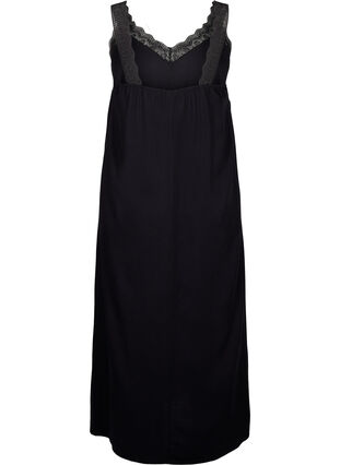 Zizzi Halflange jurk met bandjes van viscose met kant, Black, Packshot image number 1
