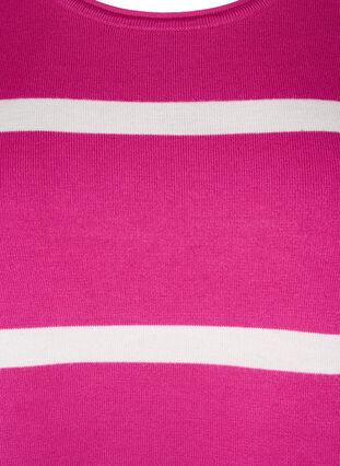 Zizzi Gebreide viscose blouse met strepen, Fuchsia Red Comb, Packshot image number 2