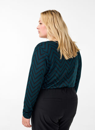 Zizzi Gebloemde blouse met lange mouwen, Scarab ZigZag, Model image number 1