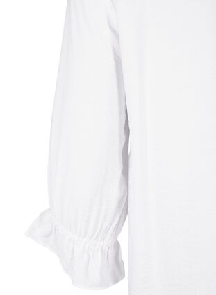 Zizzi Lang viscose shirt met kanten detail, Bright White, Packshot image number 3