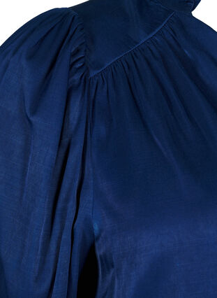 Zizzi Blouse met lange mouwen, ruches en V-hals, Estate Blue, Packshot image number 3