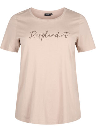 Zizzi T-shirt met motief, S. Mink w. Text, Packshot image number 0