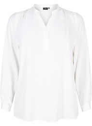 Blouse met lange mouwen en V-hals, Bright White