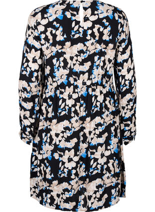 Zizzi Viscose jurk met print en lange mouwen, Bl.Antique White AOP, Packshot image number 1