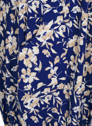 Zizzi Bedrukte katoenen jurk met korte mouw, Blue W. Beige Flower, Packshot image number 3