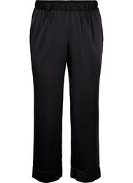 Satijnen pyjamabroek met elastische tailleband, Black