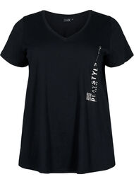 Katoenen sportshirt met print, Black w. Playstyle