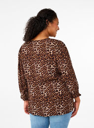 Luipaardprint blouse met 3/4 mouwen, Leo AOP, Model