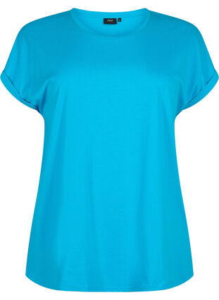 Zizzi T-shirt met korte mouwen van katoenmix, Hawaiian Ocean, Packshot image number 0