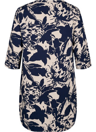 Zizzi Tuniek met print en 3/4 mouwen, Navy Blazer AOP, Packshot image number 1