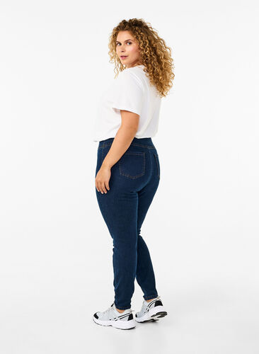 Zizzi Stretchy jeggings met hoge taille, Dark Blue, Model image number 1