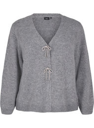 Gebreid vest met een zilveren strik, Medium Grey Melange