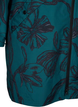 Zizzi Regenjas met print, Deep Teal Black, Packshot image number 3