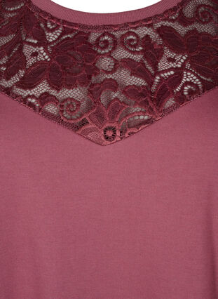 Zizzi Korte sweat jurk met kanten detail, Rose Brown, Packshot image number 2