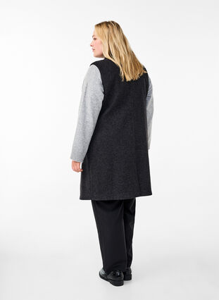 Zizzi Lang vest in wollen look, Dark Grey Melange, Model image number 1