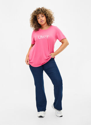 Zizzi FLASH - T-shirt met motief, Hot Pink Amour, Model image number 2