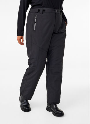 Zizzi Skibroek met zakken en verstelbare taille, Black, Model image number 2