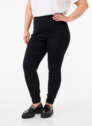 Zizzi Stretchy jeggings met hoge taille, Black, Model image number 2