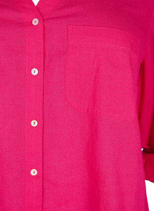 Zizzi Overhemdblouse met knoopsluiting van katoen-linnenmix, Bright Rose, Packshot image number 2