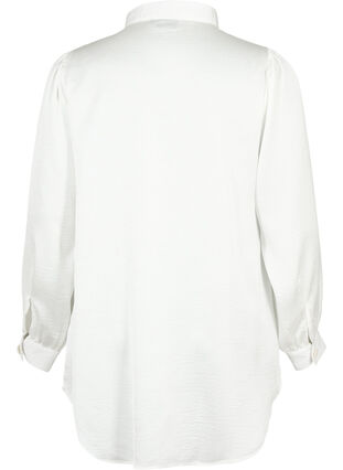 Zizzi Lang shirt met parelknopen, Bright White, Packshot image number 1